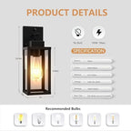 Outdoor Wall Light Fixtures Anti-Rust Porch Lights Outdoor Waterproof Exterior Lighting Fixtures Wall Lantern for Patio Front Door Garage - 2 Pack - Image 6