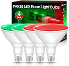 Fulighture Red and Green Light Bulbs 4 Pack,Par38 LED Red Green Flood by Fulighture