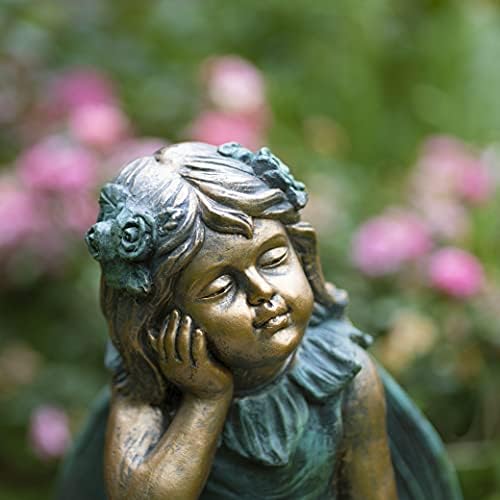 Zaer Ltd. Large Magnesium Fairy Statues for Outdoor Use (Fairy Sitting on Flower Bowl Gardenia) - Image 2