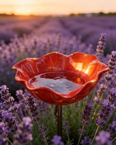 Handmade Metal Flower Garden Stake with Bee Bath & Bird Water Bowl – Decorative Outdoor Yard Art, Butterfly & Pollinator Watering Station, Weather-Resistant Garden Decor Gift(5pcs) - Image 4
