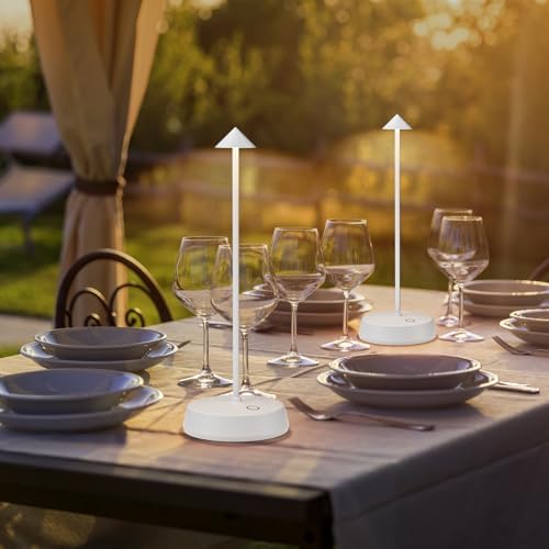 Cordless Table Lamp Rechargeable, Battery Operated 6000mAh Desk Lamp Touch Dimmable Lamp Outdoor Waterproof Portable Wireless Table Light, Small Table Lamp for Restaurant Bar/Outdoor(White-2PC) - Image 4