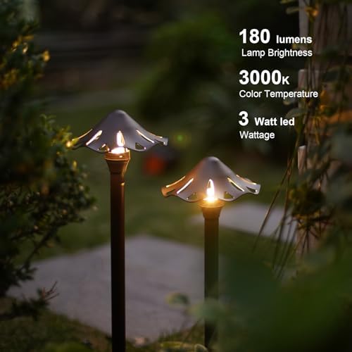 GOODSMANN Landscape Lighting 3W LED 8PK Outdoor Low Voltage Landscape Lighting 180 Lumen Hardwired Path Lights 3000K Warm White Metal 12V Bronze Electric Sidewalk Walkway Light with Cable Connectors - Image 2