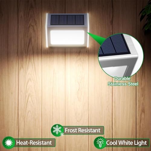 JSOT Solar Powered Lights Ideal for Step, Fence, Deck, Stair-Cool White-16P - Image 7