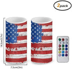 Painting American Flag Print Flameless Candles LED Set of 2 Pillar Battery Operated Candles Dancing LED Flame with 18-Key Remote Control Timer Decor for Independence Day - Image 4