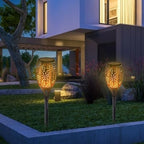Flickering Solar Torch Lights 6 Pack, Dancing Flame Effect Garden Lamps with 12 LEDs, IP65 Waterproof Outdoor Landscape Lighting for Pathway Patio Lawn, Warm Light, Black - Image 3