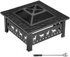 Outvita Outdoor Fire Pit, 32 Inch Square Firepit Table, Elk Cutout by Outvita