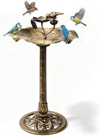 Outvita Vintage Bronze Bird Bath, Leaf-Shaped with Bird Feeder by Outvita