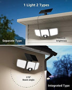 Lepro Solar Security Lights Outdoor Motion Sensor, 2 in 1 Separated and Integrated Remote Control IP65 Waterproof Solar Lights with 2 Light Modes, 3 Heads Floodlight for Garden Yard Garage - Image 2