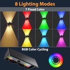 6PACK Solar Wall Lights Outdoor ,8 Lighting Modes Up and Down Solar Sconce Lights Dusk to Dawn Lighting IP65 Waterproof Solar Lights Outdoor for House Exterior Front Porch Garage Fence Patio Yard - Image 2