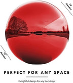 12 Inch Stainless Steel Gazing Globe,v2croft Hollow Ball Mirrored Surface Polished Shiny Sphere,Garden Stainless Steel Gazing Ball for Outdoor Lawn Pond Yard Ornament(red) - Image 2