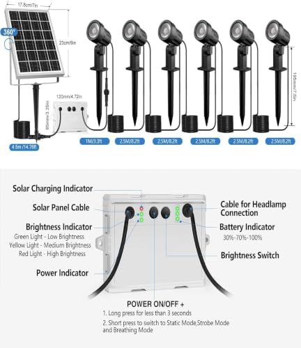 CLY 6 in 1 Solar Spot Lights Outdoor Solar Landscape Lights 2700K WarmWhite - Image 6