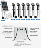 CLY 6 in 1 Solar Spot Lights Outdoor Solar Landscape Lights 2700K WarmWhite - Image 6