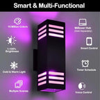 wowlite Smart Outdoor Wall Sconce, Up & Down Color-Changing Lights, 2 Pack - Image 2