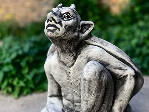 Large gothic gremlin Gargoyle figure outdoor Concrete antique decoration Sitting gargoyle statue French grotesque garden ornament Cast stone Guardian Gargoyle Statue Concrete Gargoyle Winged Creature - Image 3