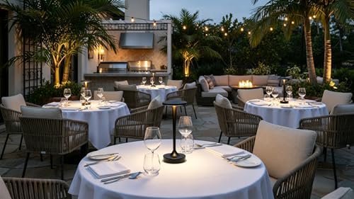 YHT Cordless Table Lamps Rechargeable for Restaurant (2 Black) - Image 4
