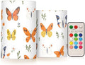 KLL Cartoon Cute Butterflies White Decorative Flickering Candles with Remote, Flickering led Electronic Lights Waterproof with Remote for Outdoor Outdoor Battery Powered by KLL