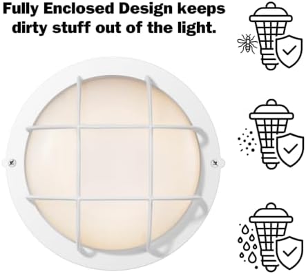 GRUENLICH LED Bulkhead Light, 8" Round Aluminum, 3000K, White, 2 Pack - Image 5