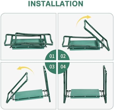 VINGLI 24in Foldable Garden Kneeler and Seat with Tool Pouch, 2-in-1 Function Portable Thicken Soft Kneeling Pad Garden Stool for Backyard, Green, Gifts for Garden Enthusiasts - Image 7