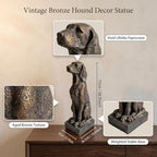 28.35" Vintage Bronze Hound Dog Statue, Resin Sitting Hunting Dog Sculpture, Rustic Farmhouse Decor Figurine for Living Room, Entryway, Shelf, Table & Western Home Decoration - Image 3