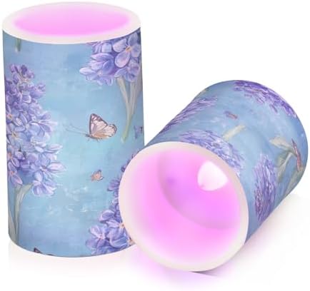 Rustic Hyacinths Turquoise Floral Flower Flameless Flickering Battery Operated Candles Electronic Lights Waterproof Led for Bedroom (prop2) 2-Piecing Set - Image 2