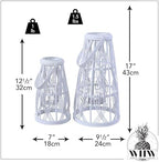 Key West Bamboo Hurricane Candle Lanterns, Set of 2, White - Image 4