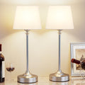 Kakanuo Cordless Table Lamps Rechargeable Set - 2 Pack Silver 4000mAH Battery Operated Lamps for Decor, 3000K Stepless Dimming Touch Wireless Lamp for Bedroom, Dining Table, Living Room, White Shade by KakanuoLightings