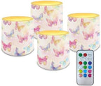 4 Pieces Flameless LED Lights Candles with Remote Battery Powered LED Votive Candles for Valentine Party Wedding Birthday Party Outdoor, Gradient Glow Butterfly Pattern by Unknown