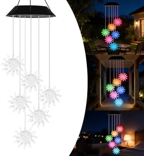 7-Color Light Changing Sun Solar Lights for Outside, Solar Lights by Lapocover