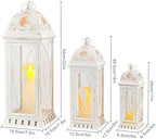 TRIROCKS Set of 3 Large Decorative Candle Lanterns 22''&16"&11" H Vintage Candle Holders for Garden Yard Patio Wedding Parties Events Christmas Indoors Outdoors(Beige with Gold Brush) - Image 3