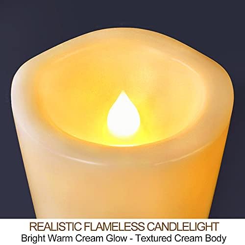 Set of 4 LED Pillar Candles Outdoor IP65 Waterproof 3x4 3x5 3x6 3x7 Cream Color - Pillar Candles Battery Powered with Timer and Remote - Battery Operated Unscented Outdoor Flameless Candles - Image 5