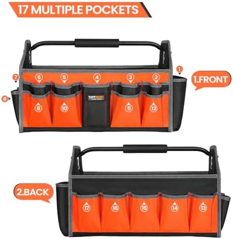19 Inch Open Tool Tote Bag with Heavy-Duty Handle for Electrician - Image 5