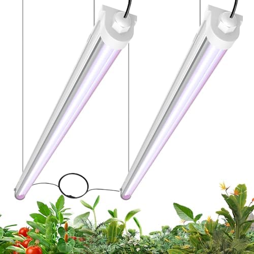 JESLED Waterproof T8 Grow Lights, 3FT Full Spectrum Pinkish White, 2Packs by JESLED