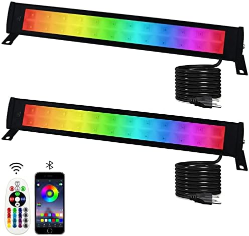 2 Pack 50W RGB Wall Washer Light, Indmird Stage Wash Light Bar, RGB Light Bar, Warm 3000K & 16 Million Colors&Timing& Music Sync, for Commercial Lighting, Birthday Party, Garden Lighting, Wall Display by Indmird