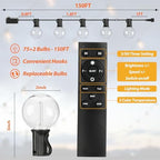 150FT LED Outdoor String Lights with Dimmable 3 Color Lights with Remote - Image 6
