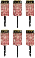Poceacles Christmas Solar Lights Waterproof Cemetery Candles Solar Powered Grave Outdoor Decorative Walkway Lights for Lawn Garden Pathway Decor, Christmas Plaid Snowflake Red, Pack of 6 by Poceacles