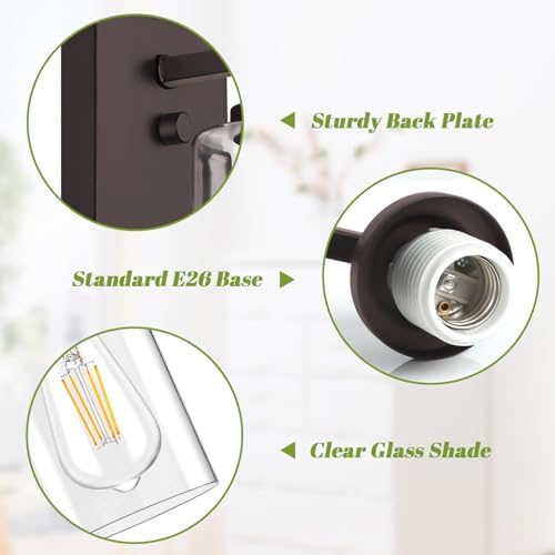 VerRon Set of 2 Wall Sconces for Bathroom, Oil Rubbed Bronze - Image 3