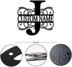 Metal Sign J Custom Name Initial Letter Monogram Customizable Metal Address Sign Plaque Decorative Laser Cut Metal Wall Cut Out Hanging Sign for Yard Yard Kitchen Outside Decorations 18 Inch - Image 2