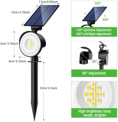 nipify Solar Spot Lights Outdoor Waterproof, 3 CCT Landscape Spotlights - Image 6