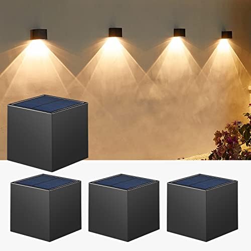 LUHLEE Solar Wall Lights Outdoor,Square Modern Solar Wall Sconce IP65 Waterproof Down Lighting Outdoor Lights for House,Porch,Garden,Yard, Patio,Fence Decor by LUHLEE
