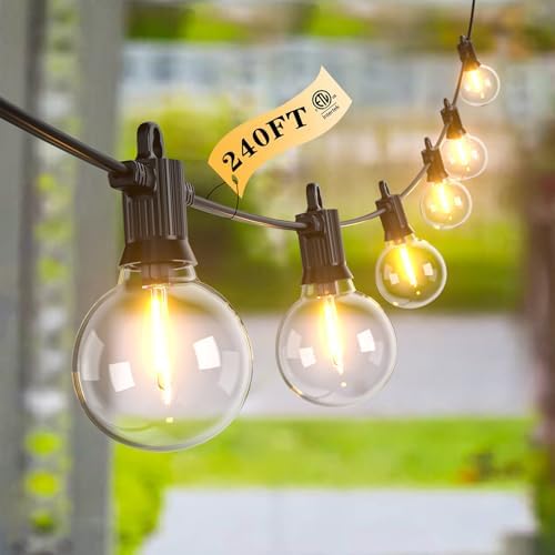 Kawaya G40 Outdoor String Lights 240FT IP65 Waterproof 2700K Patio Light by KAWAYA