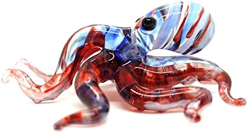 Octopus Miniature Figurines Animals Hand Blown Color Glass Art Collectible Gift Decorate 3.5" (Blue Red) - Image 4