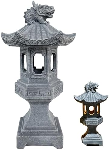 Pagoda Garden Statue, Resin Solar Japanese Pagoda Lantern, Decorative Zen Garden Landscape for Yard Patio Lawn, Style1, DéCors IntéRieurs - Image 2