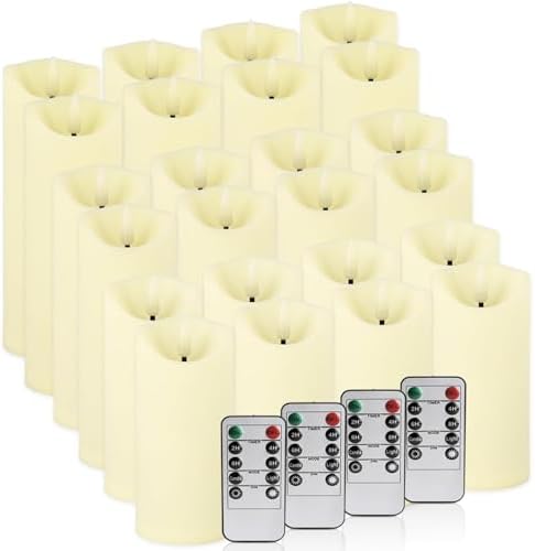 24 Pack Flameless LED Pillar Candles with Remote - Battery Operated Ivory Candles, Waterproof, 3 Sizes for Wedding Centerpieces, Christmas Decor, Home Party, Tabletop Lighting - Image 2