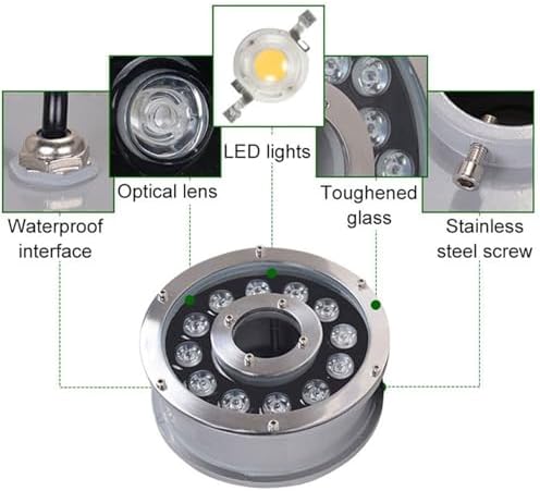Submersible LED Pool Lights - with Remote Control Waterproof Underwater Light, AC 12/24V LED Underwater Spotlight, IP68 Waterproof Middle Hole RGB Color Changing Pond Lighting(9W(24V)) - Image 3