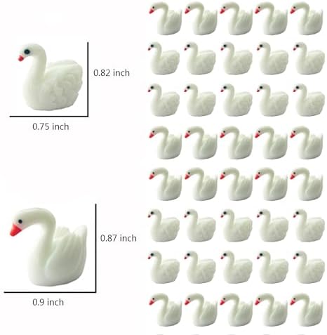 100 Pcs Mini Swan Figurines Mini Garden Swan Fairy Garden Miniature Moss Landscape DIY Terrarium Crafts Ornament Accessories (Pack of 2) - Image 2