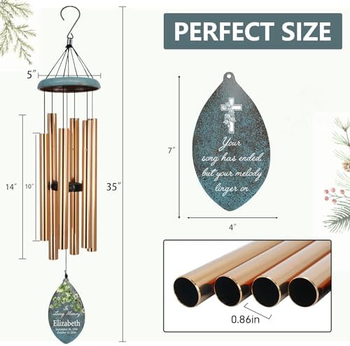 ASTARIN Personalized Memorial Gifts Wind Chimes, Sympathy Customized Wind Chimes in Loving Memory of Dad/Mom, Memorial Gifts for Loss, 35inch Wind Chime Deep Tone for Outdoor, Produced in Texas - Image 3