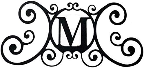 24 Inch House Plaque Letter - Wrought Iron Metal Scrolled Monogram Initial Letter Home Door Wall Hanging Art Decor Family Name Last Name Letter Sign (M, 24 x 11 inches,Thick 2mm) Christmas Gift by Unknown