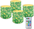 Green Shamrocks Flameless Candles with Remote Battery Operated Candles with Timer 4 Pack St Paddy's Day Flameless Pillar Tea Lights Bulk for Indoor Outdoor Home Decorations by Merkmak
