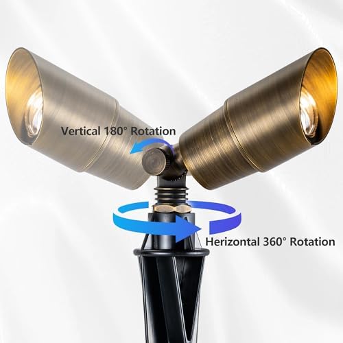 LumStory Brass Solid Landscape Light Low Voltage 12V Outdoor Brass Landscape Spotlights with 5W MR16 Bulb 3000K Warm White, IP65 Waterproof Up Light Landscape Lighting for Garden Yard Pathway - Image 5
