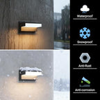 2 Pack Modern Outdoor Wall Light 3000K Aluminum LED Exterior Wall Sconces IP65 Waterproof for Patio Porch(Black) - Image 2